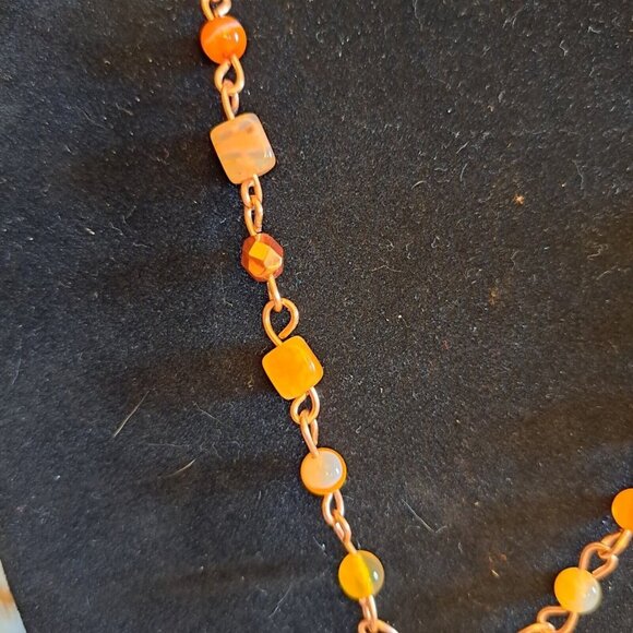 Handmade Carnelian/Agate Necklace 24" - Picture 4 of 5